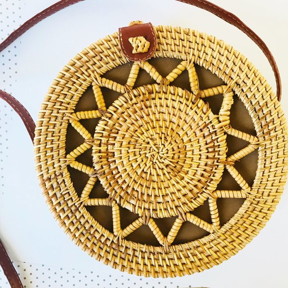 Handbags - Woven Bag Wicker Rattan Round Boho Basket Purse
